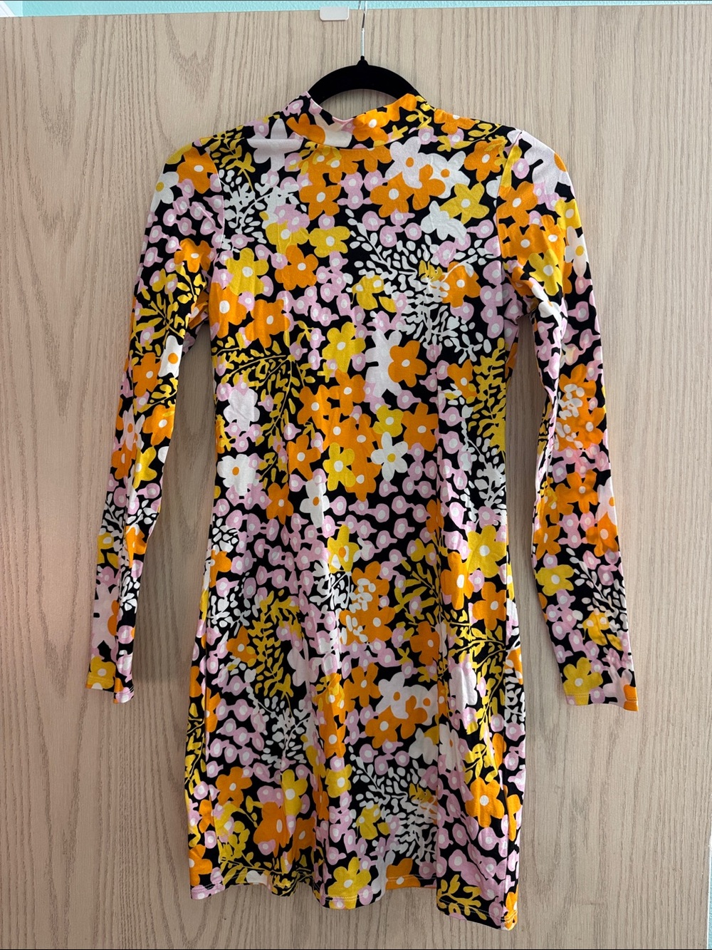 Ted Baker Black Floral Mini Dress with Yellow & Pink Blooms